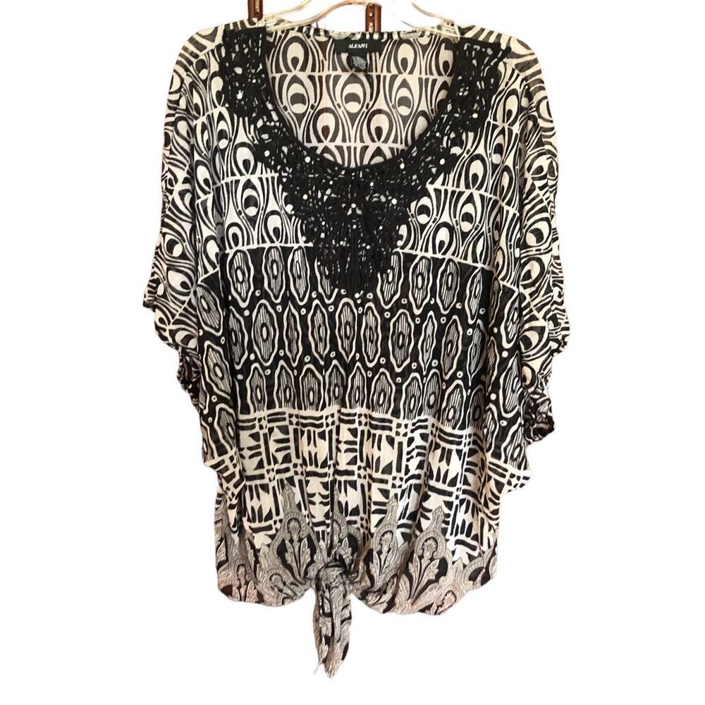 Alfani top - sequin lace collar size large